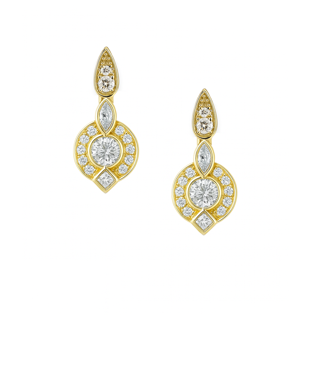 18ct Yellow Gold Heirloom Diamond Earrings