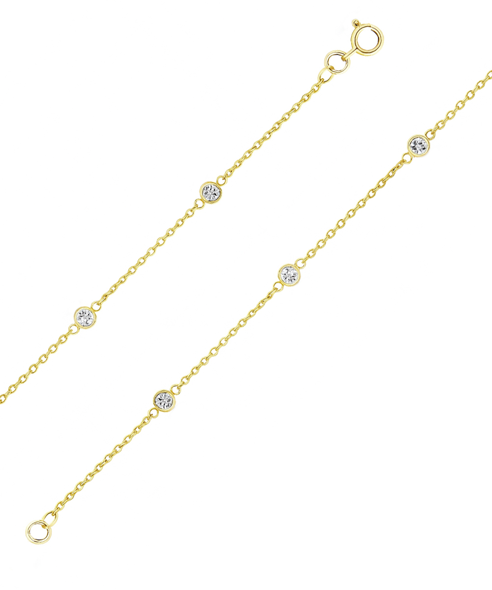 18ct Yellow Gold Rubover Diamond Set Bracelet