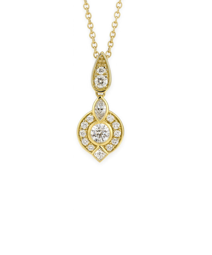 18ct Yellow Gold Vintage-Inspired Diamond Pendant