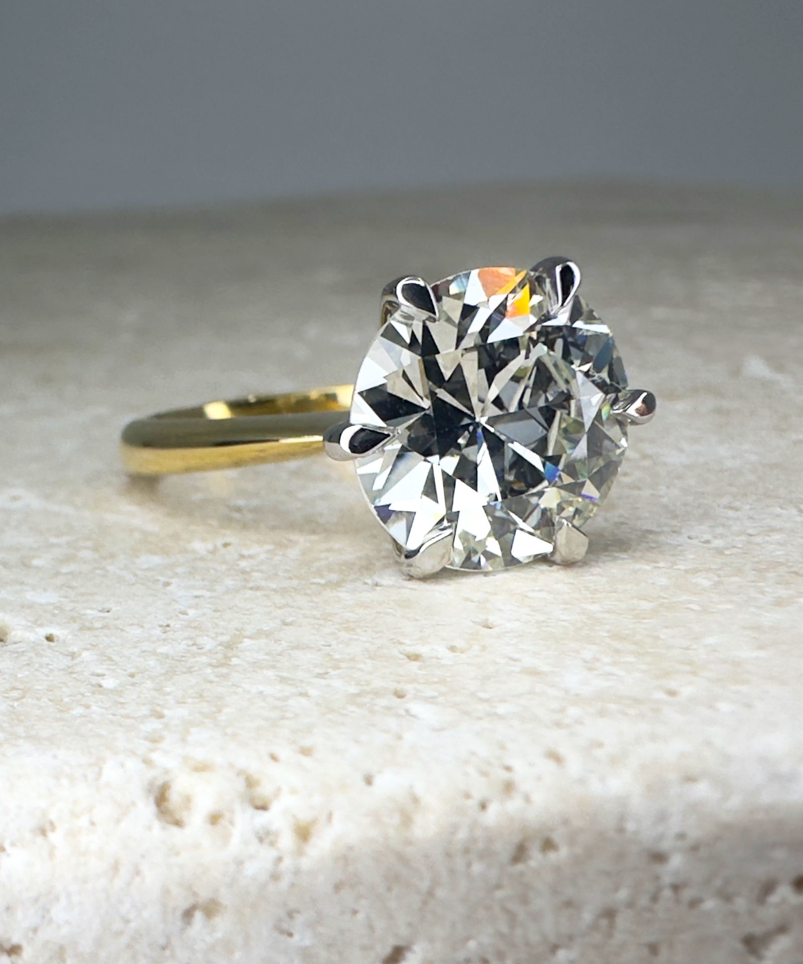 4.89ct Old European Cut Diamond Solitaire Engagement Ring - Detail