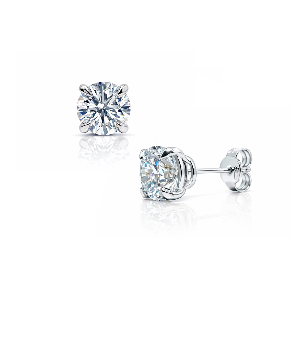 Platinum Lab Grown Round Brilliant Cut Diamond Stud Earrings