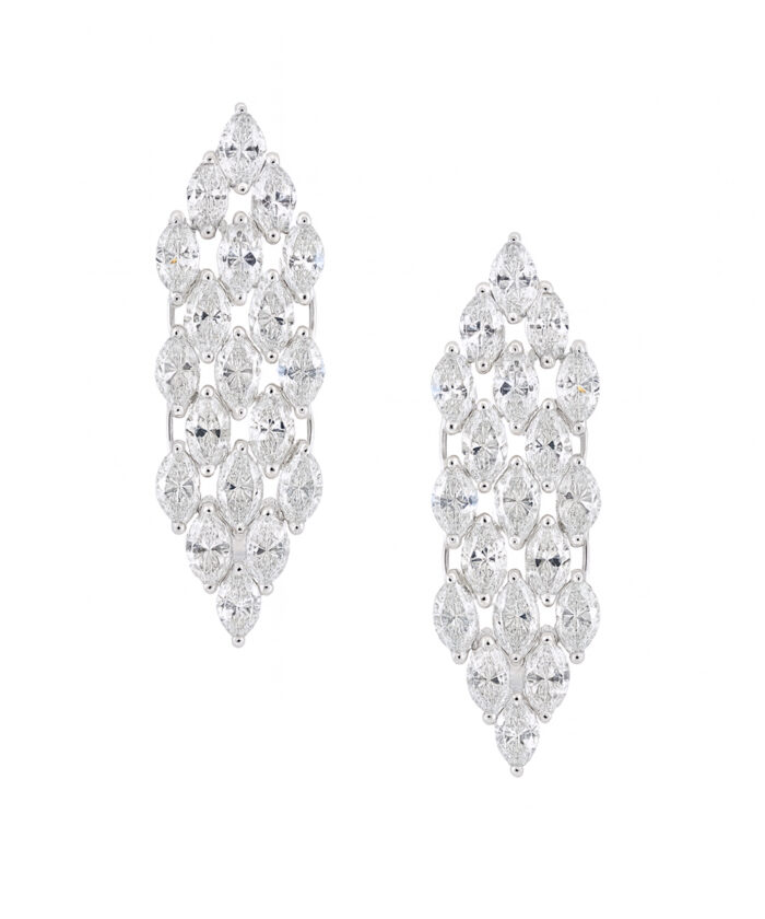 Platinum Marquise Cut Diamond Cocktail Earrings - Phillip Stoner The Jeweller