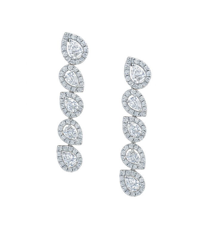 Platinum Pear Cut Diamond Cocktail Earrings