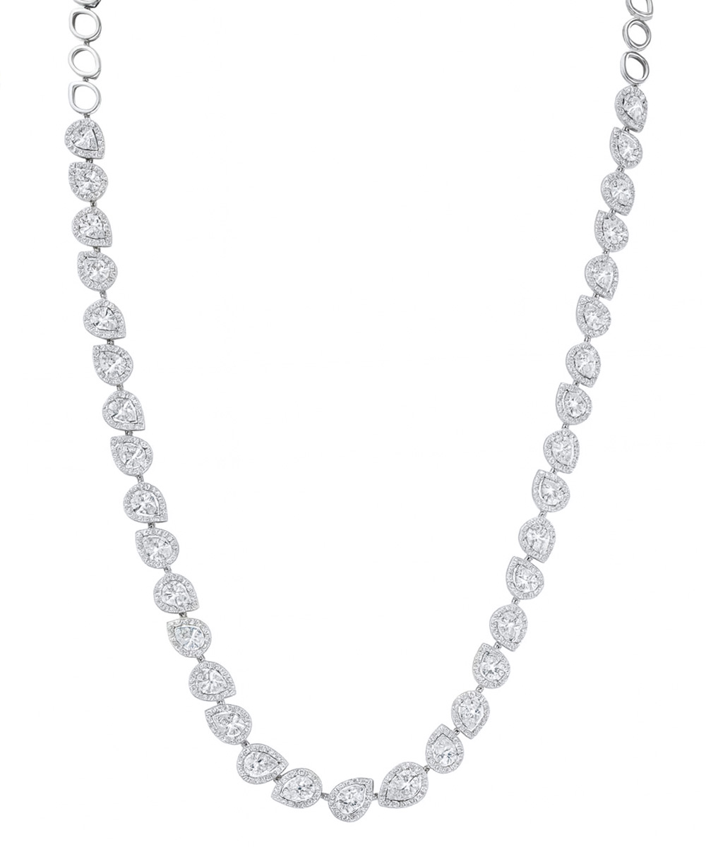 Platinum Pear Cut Diamond Collar Necklace