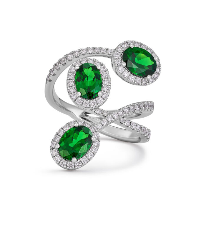 Tsavorite & Diamond Statement Cocktail Ring - Phillip Stoner The Jeweller