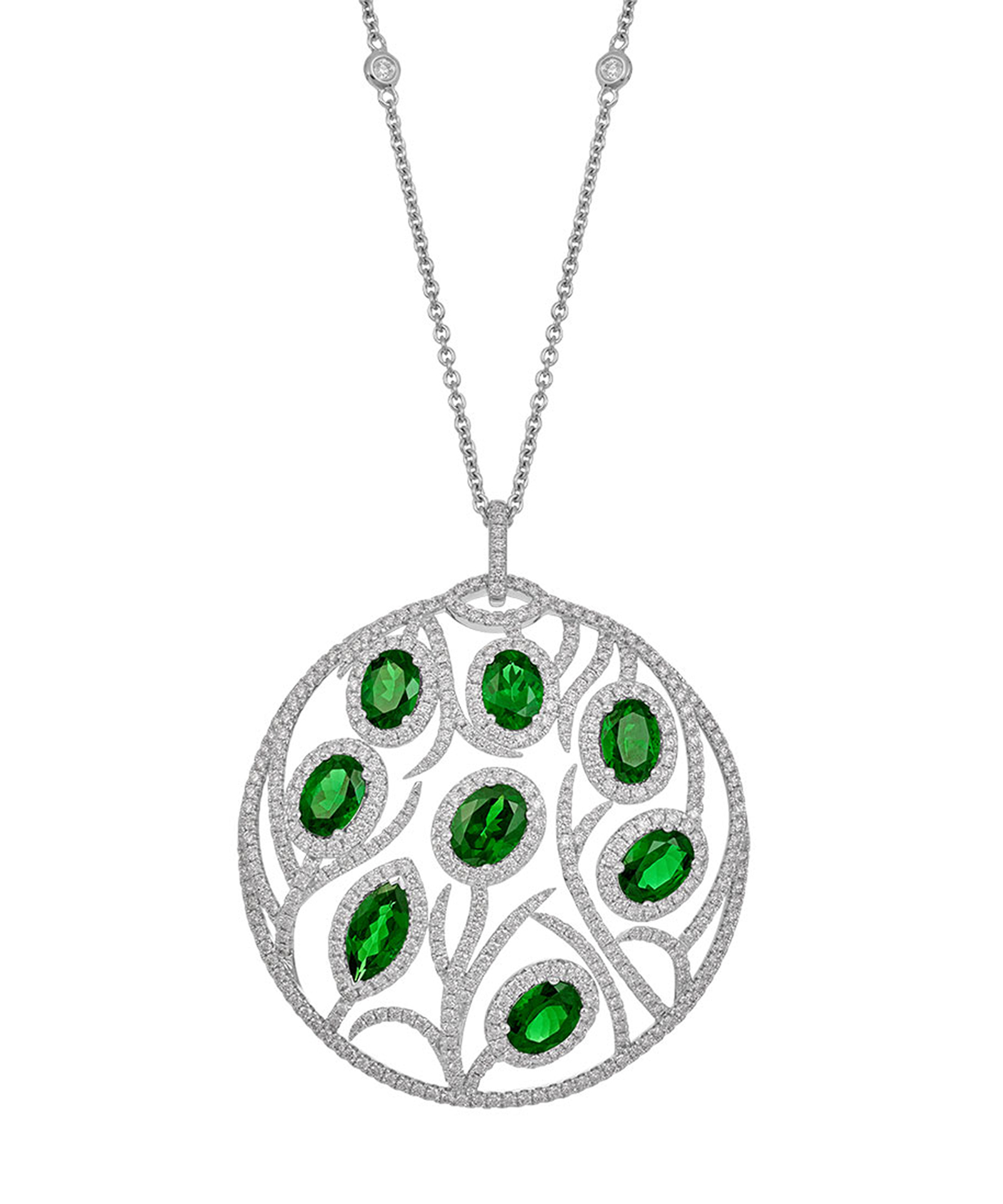 Tsavorite & Diamond Statement Necklace - Phillip Stoner The Jeweller
