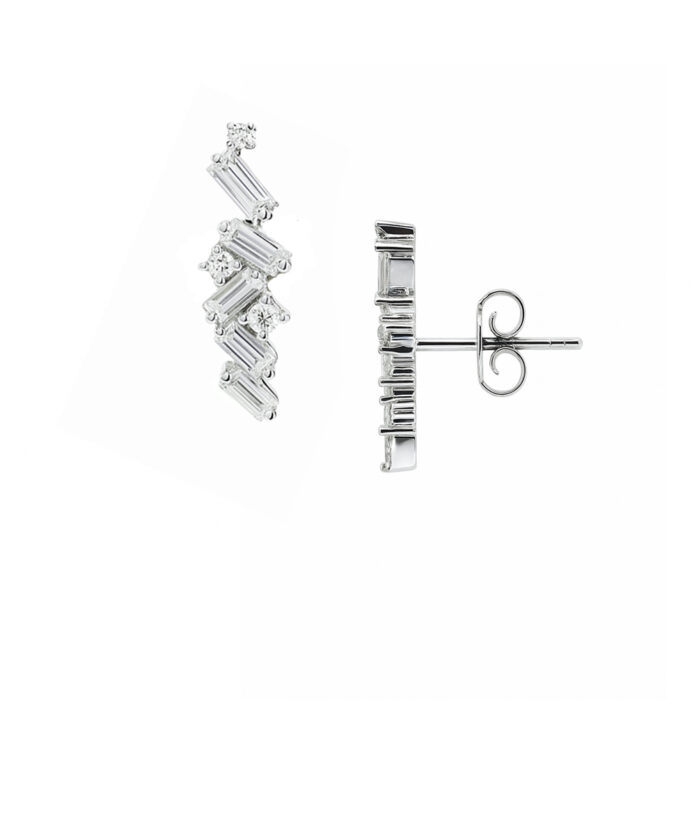 18ct White Gold Baguette Cut Lab Grown Diamond Earrings