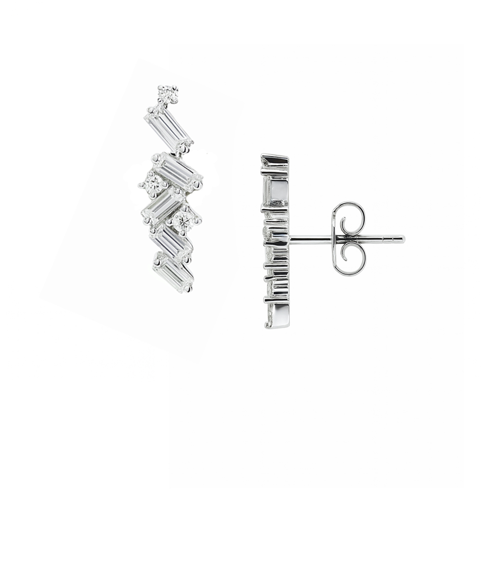 18ct White Gold Baguette Cut Lab Grown Diamond Earrings