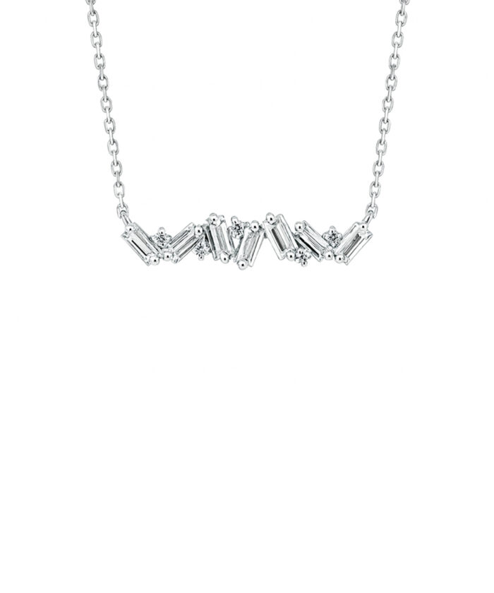 18ct White Gold Baguette & Round Brilliant Cut Lab Grown Diamond Pendant