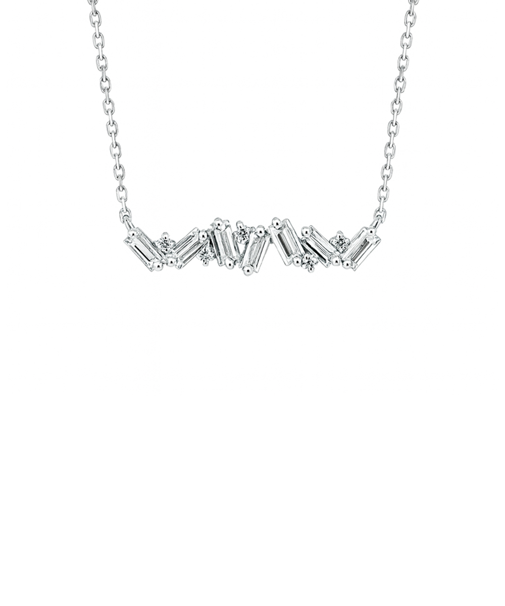 18ct White Gold Baguette & Round Brilliant Cut Lab Grown Diamond Pendant