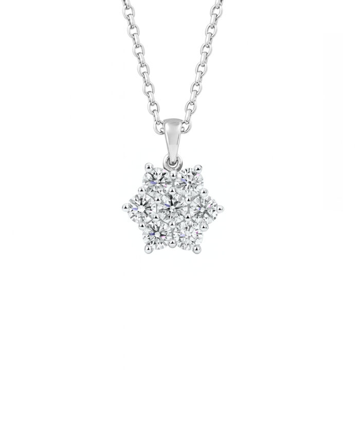 18ct White Gold Lab Grown Diamond Daisy Cluster Pendant