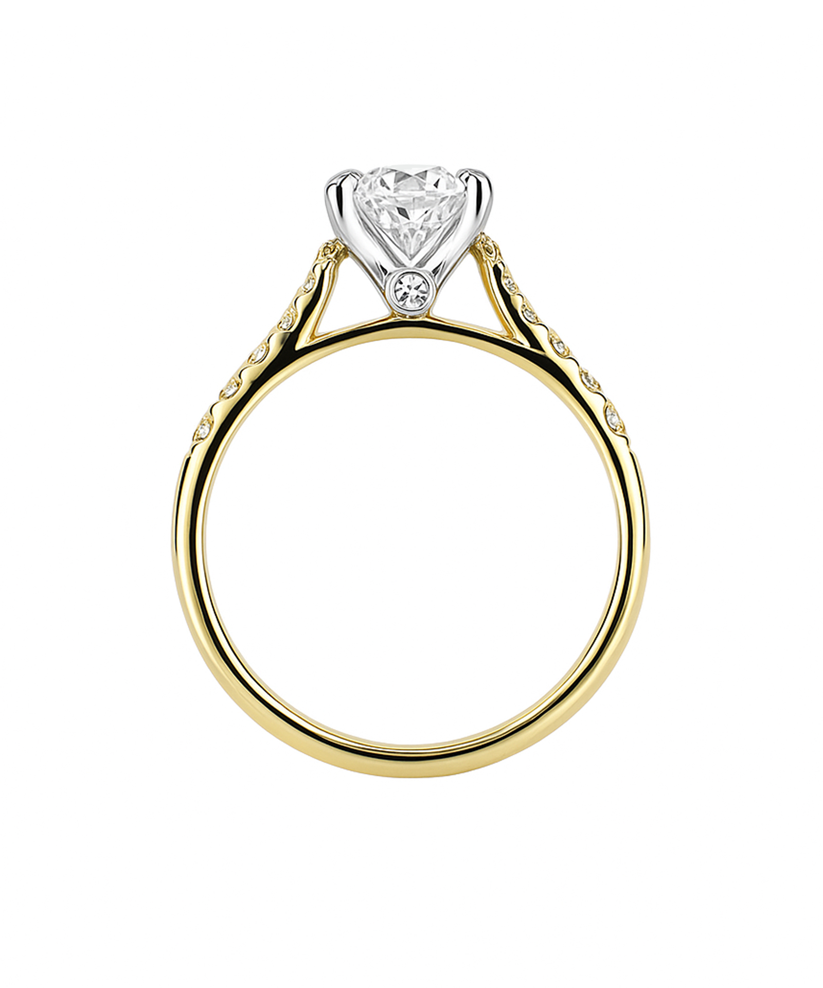 18ct Yellow Gold 2.50ct Oval Cut Lab Grown Diamond Ring with Diamondd Set Shoulders - Side
