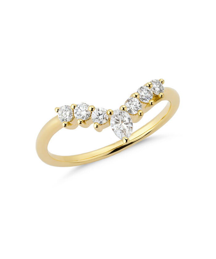 18ct Yellow Gold Lab Grown Diamond Wishbone Ring