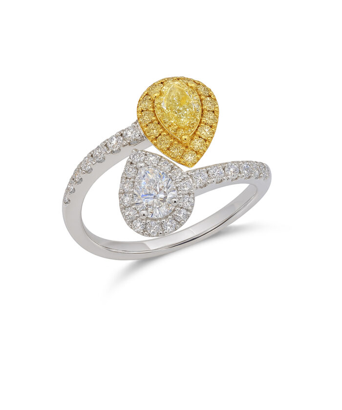 18ct Yellow & White Gold Yellow Diamond Crossover Ring