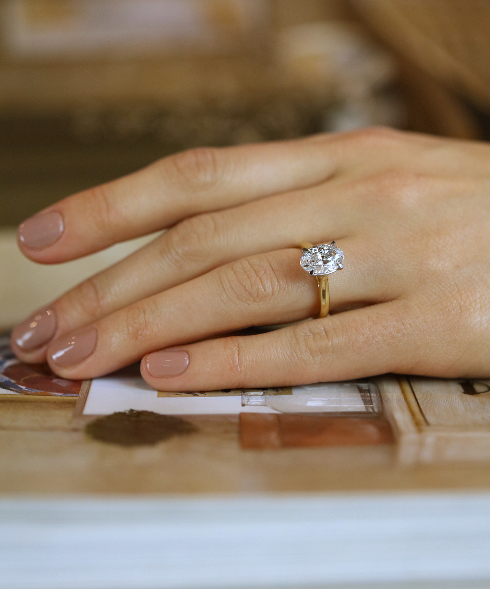 2.5ct Oval Cut Lab Grown Diamond Yellow Gold Engagement Ring - Phillip Stoner The Jeweller