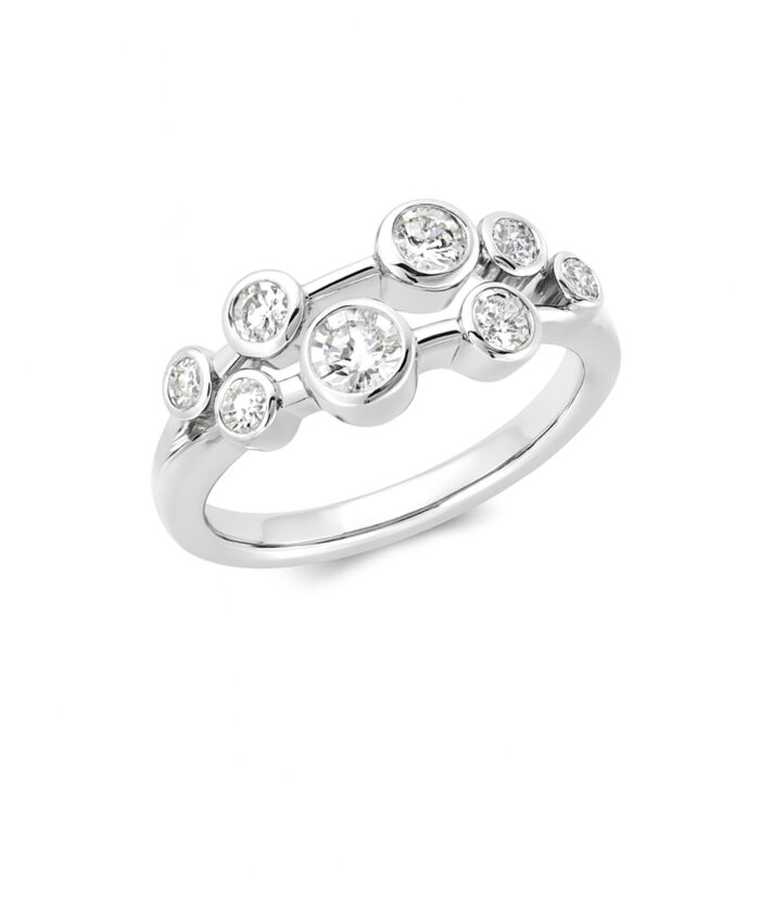 Platinum Lab Grown Round Brilliant Cut Diamond Cascade Ring