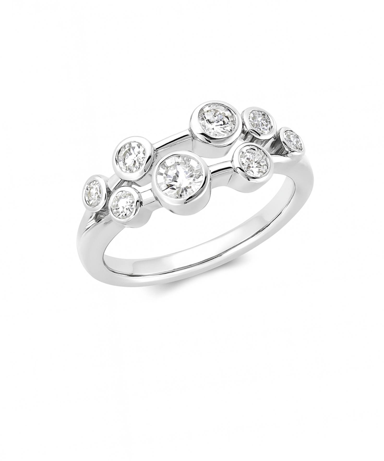 Platinum Lab Grown Round Brilliant Cut Diamond Cascade Ring