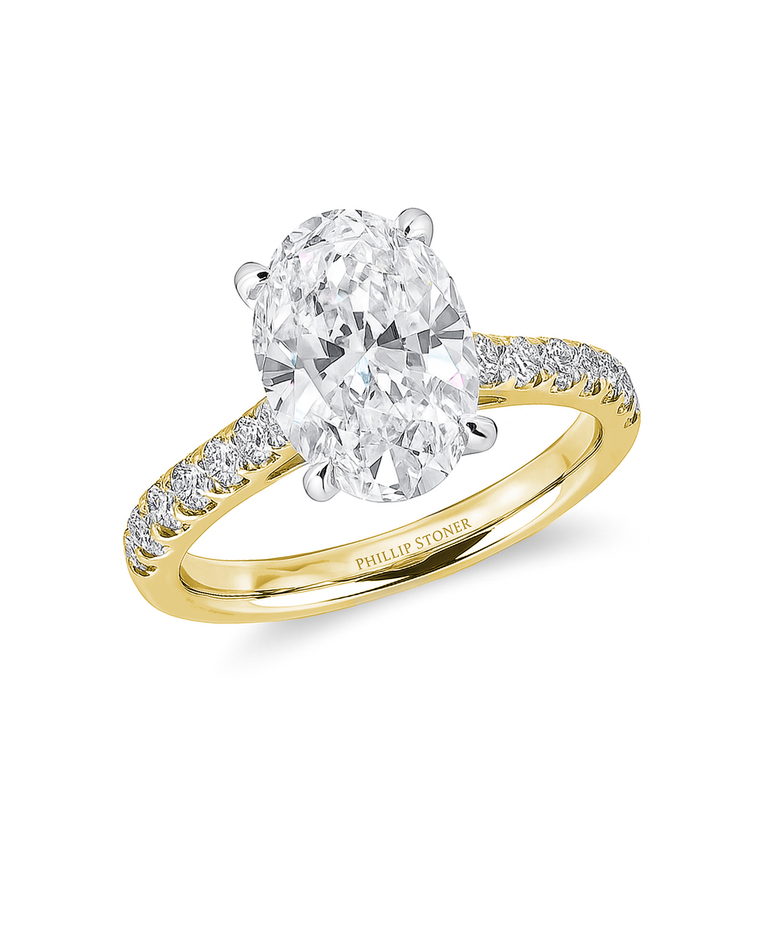 18ct Yellow Gold 1.50ct Oval Cut Lab Grown Diamond Ring with Diamondd Set Shoulders