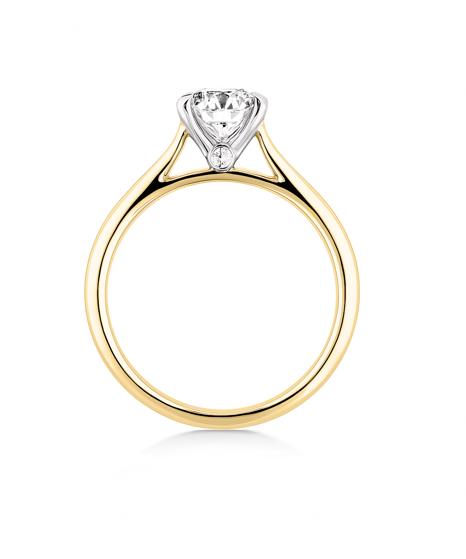 18ct Yellow Gold 2.5ct Round Brilliant Cut Lab Grown Diamond Ring - Side