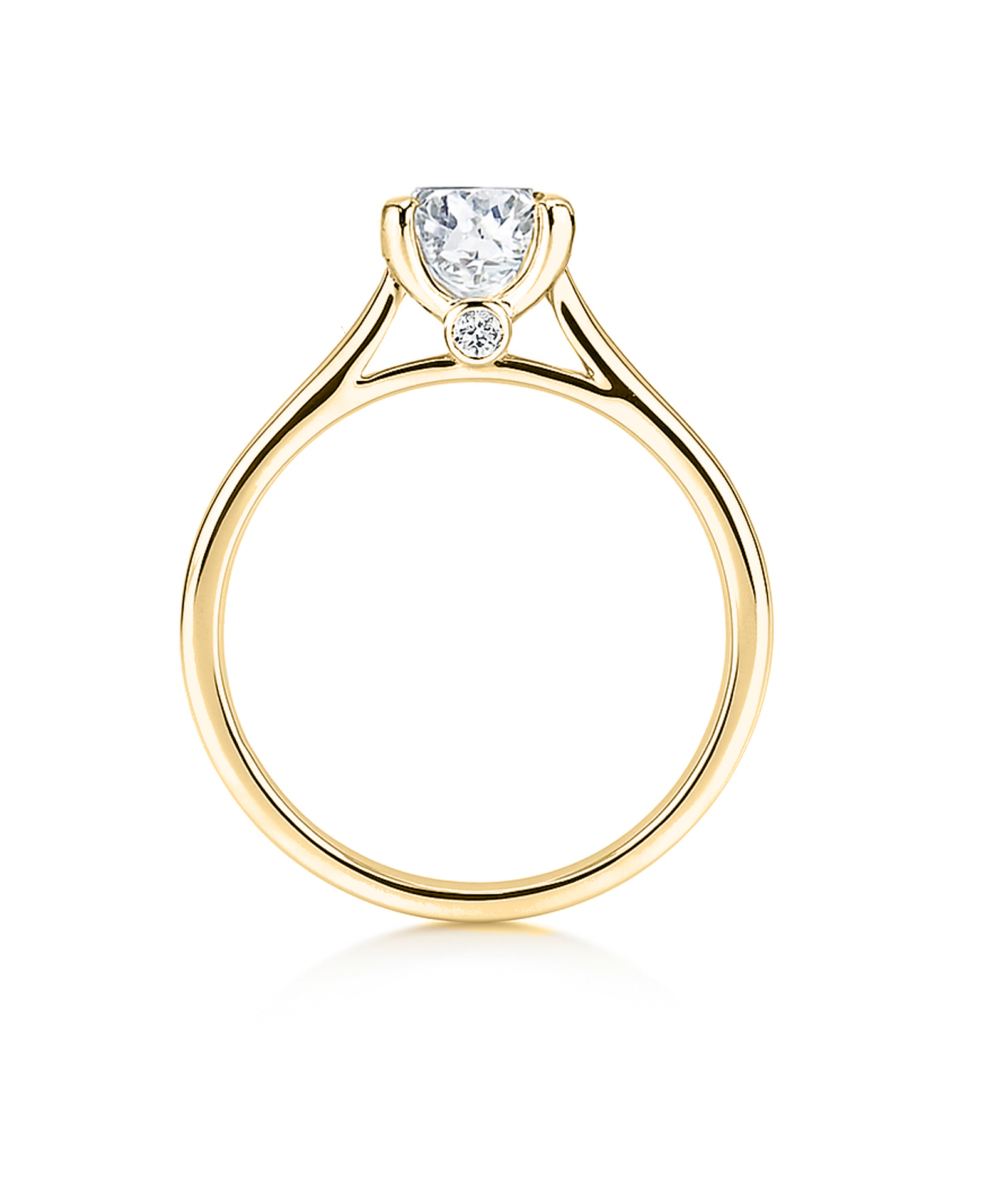 18ct Yellow Gold 2ct Round Brilliant Cut Lab Grown Diamond Ring - Side