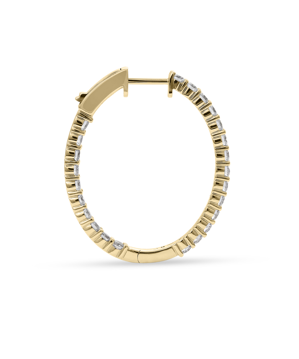 2ct Yellow Gold Oval Diamond Set Hoops Detail - Phillip Stoner The Jeweller