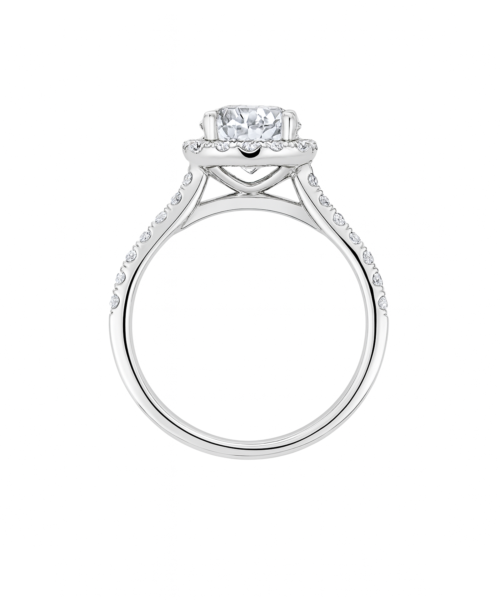 Lab Grown 2ct Round Brilliant Cut Diamond Cluster Ring - Side