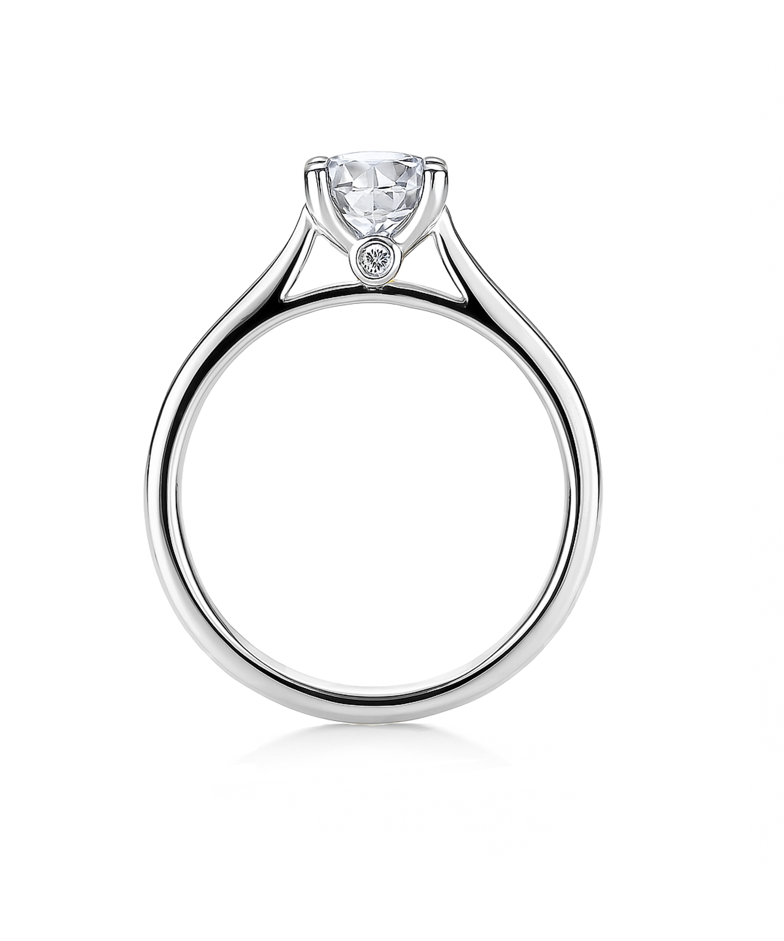 Platinum 1.5ct Oval Cut Lab Grown Diamond Ring - Side