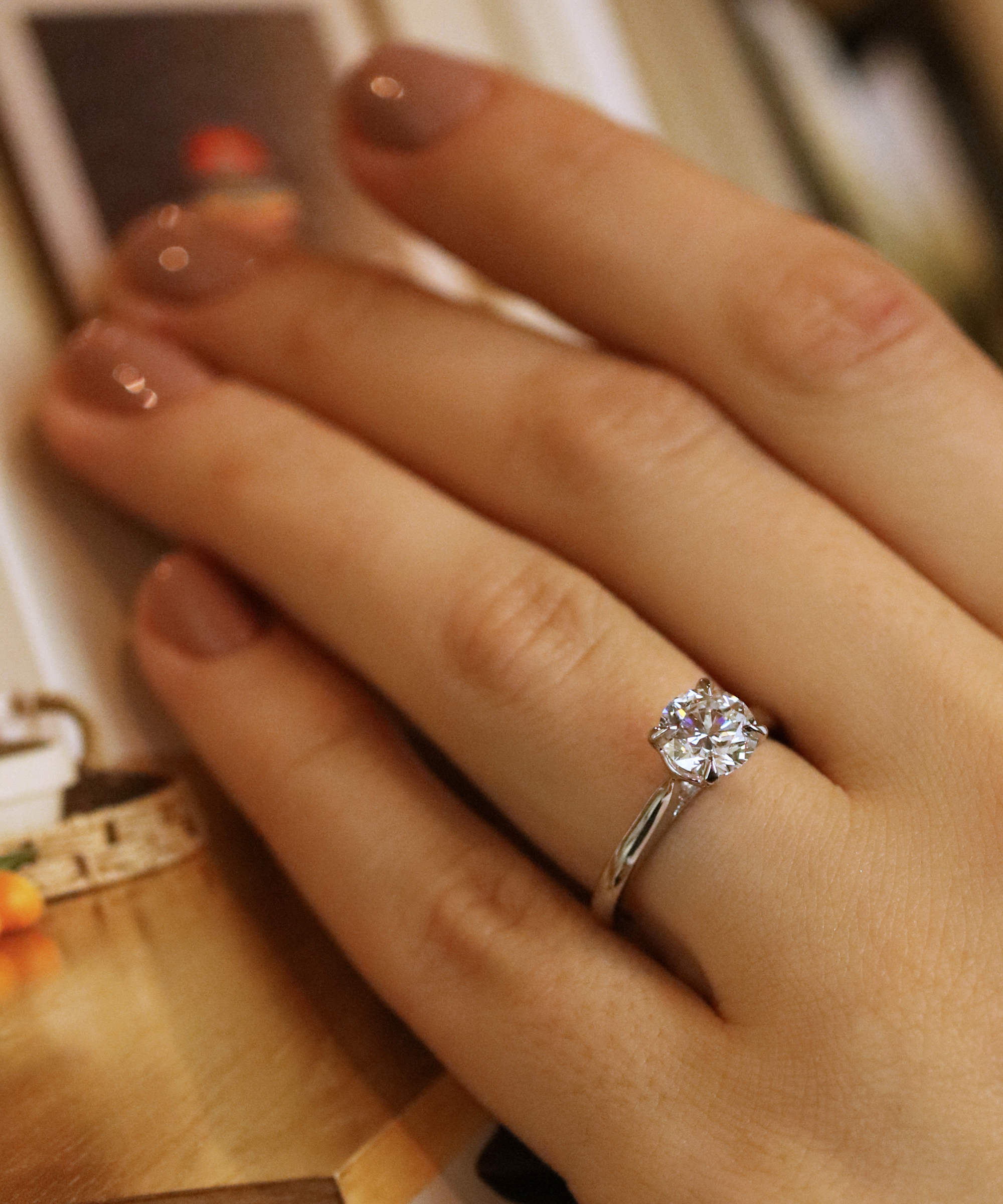 Platinum 1.5ct Round Brilliant Cut Lab Grown Diamond Ring - Modelled