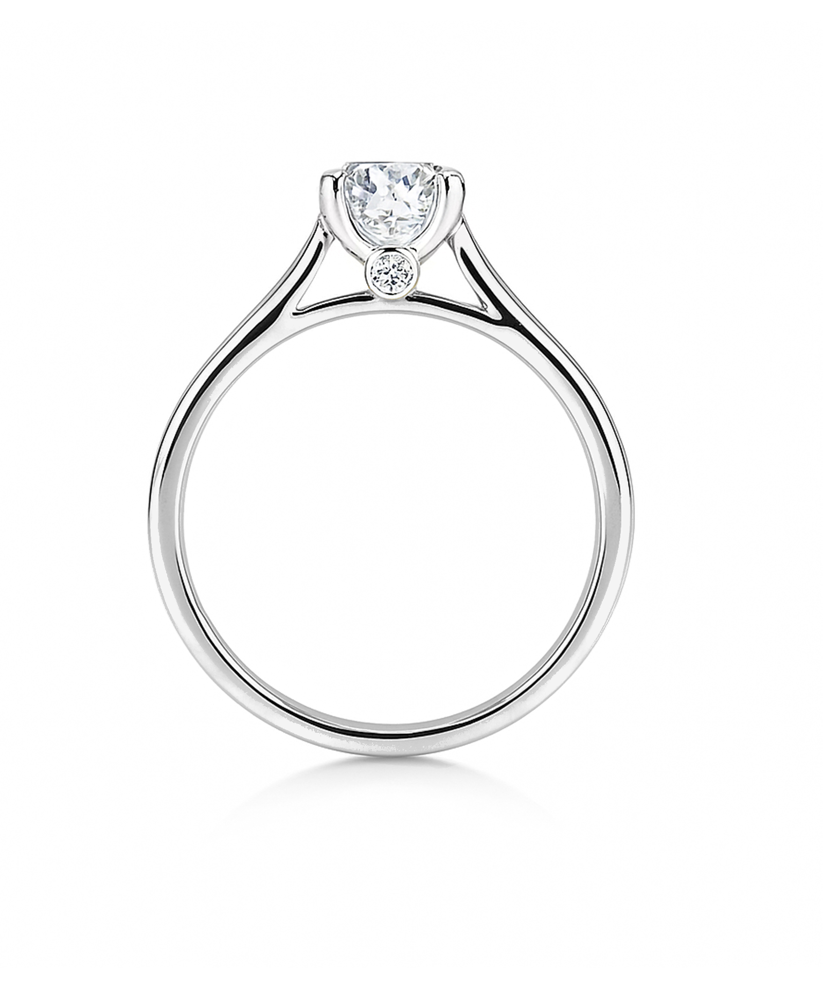 Platinum 1ct Round Brilliant Cut Lab Grown Diamond Ring - Side