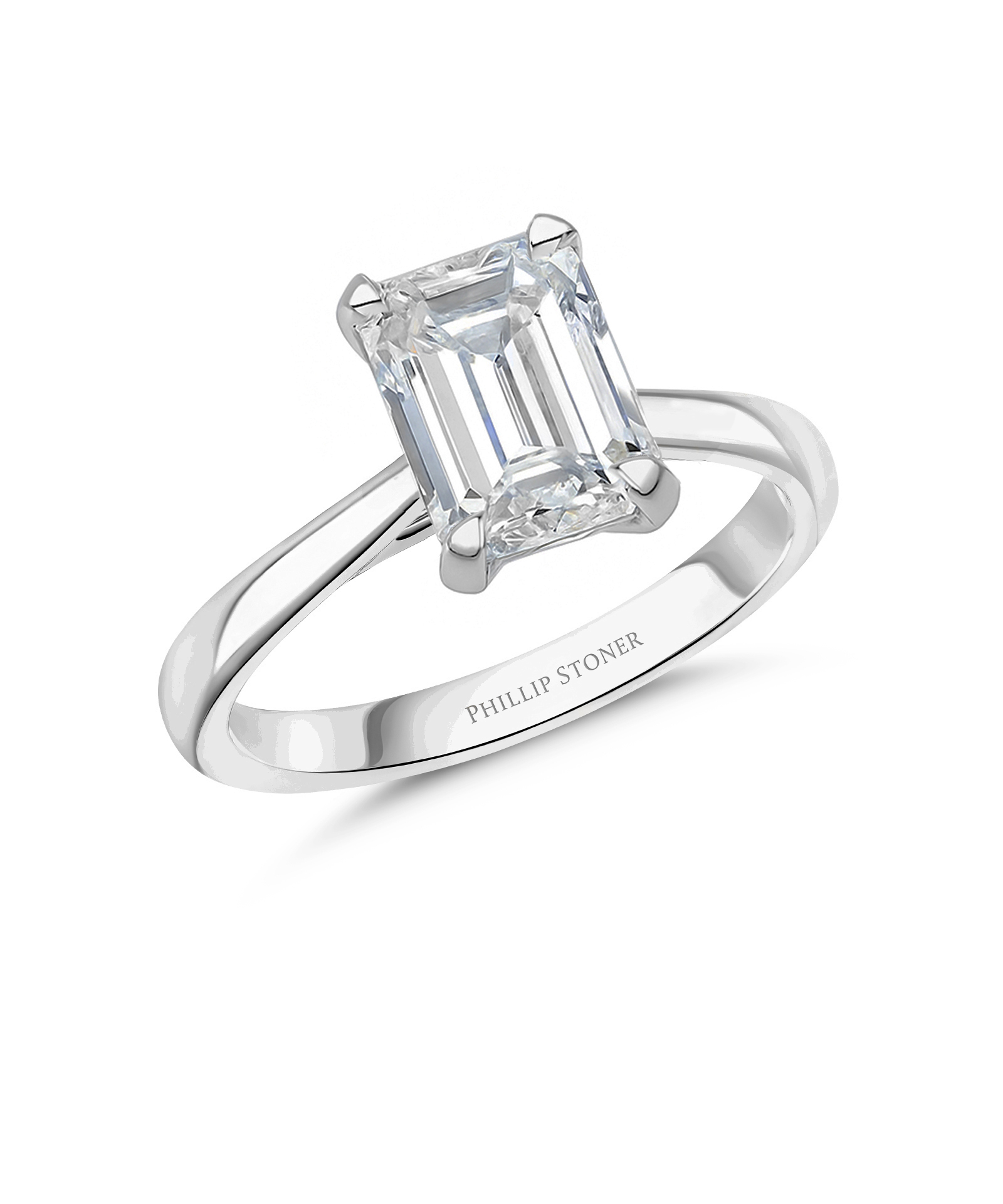 Platinum 2ct Emerald Cut Lab Grown Diamond Ring