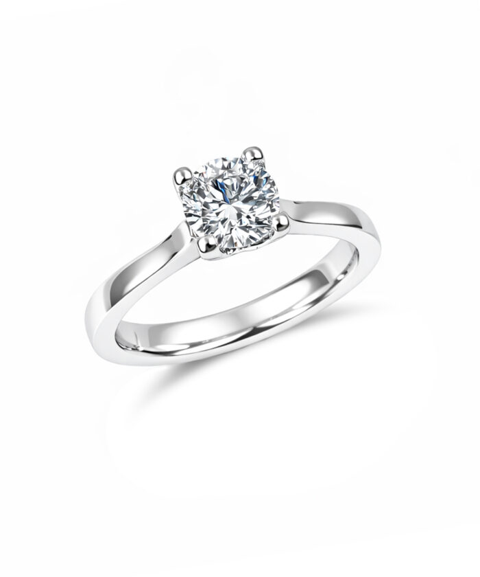 0.50ct Round Brilliant Cut Diamond Solitaire Engagement Ring with Soft V Setting