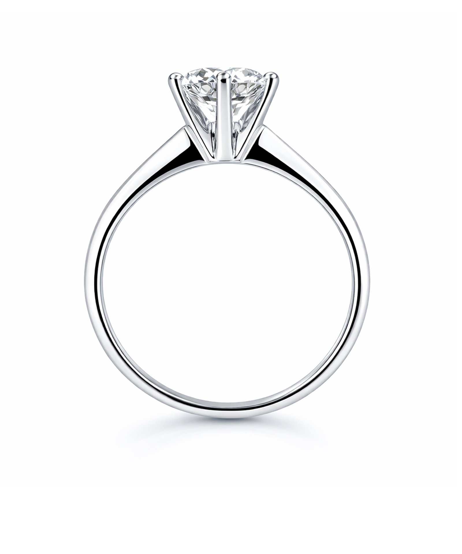 2.11ct Round Brilliant Cut Diamond 6-Claw Engagement Ring - Side