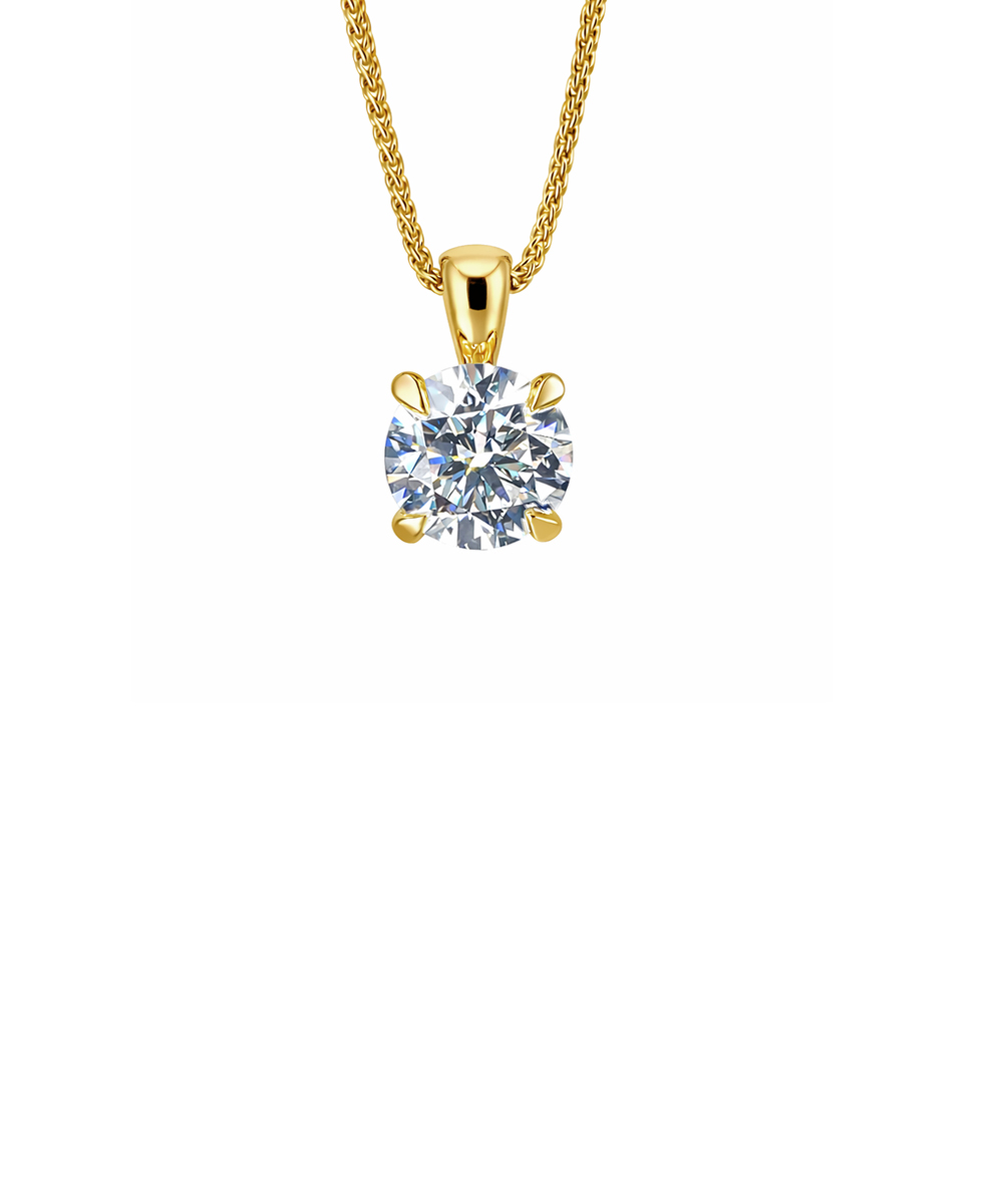 18ct Yellow Gold Lab Grown Diamond Solitaire Pendant on Spiga Chain
