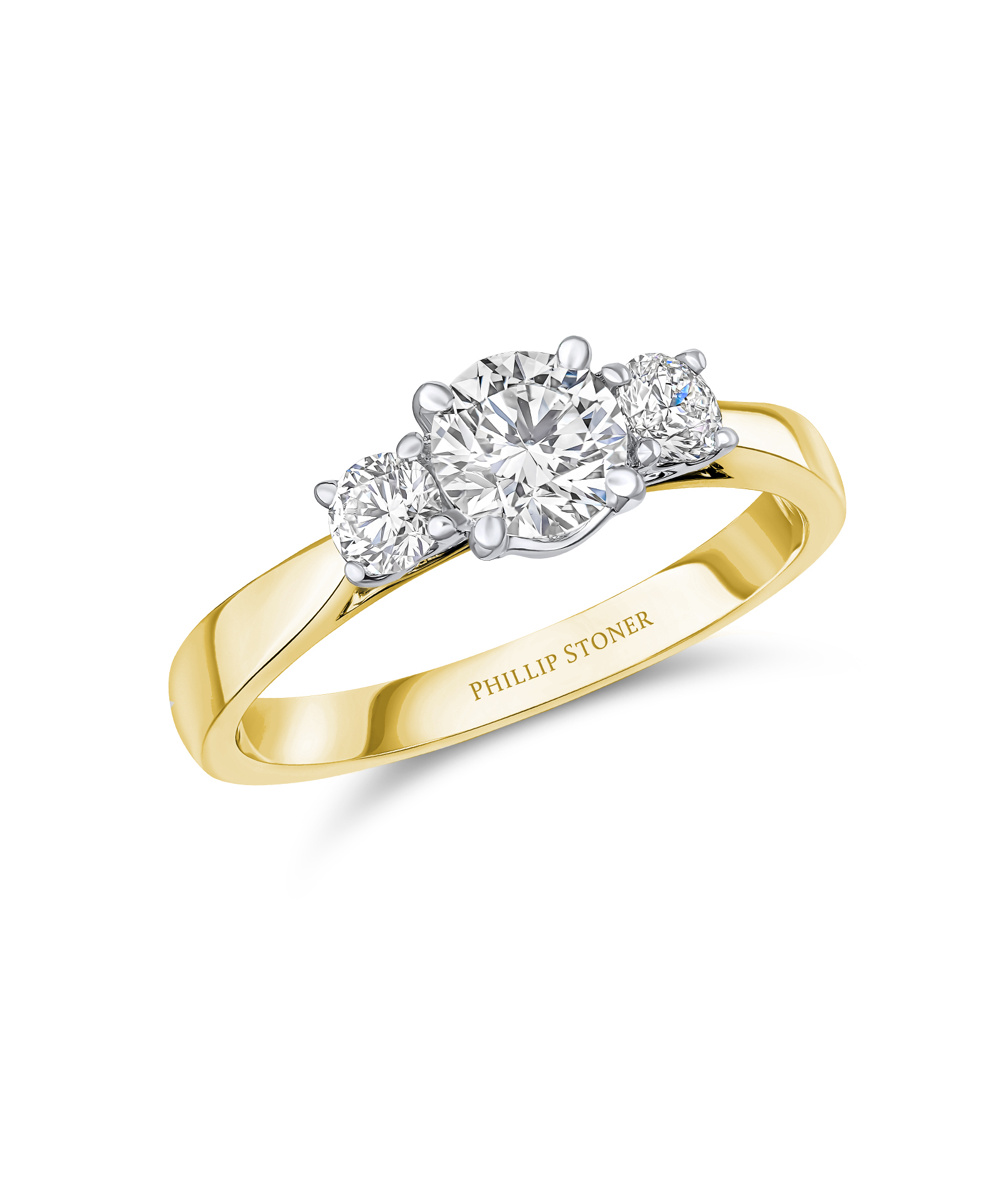 0.60ct Round Brilliant Cut Diamond 18ct Yellow Gold 3 Stone Ring - Phillip Stoner The Jeweller
