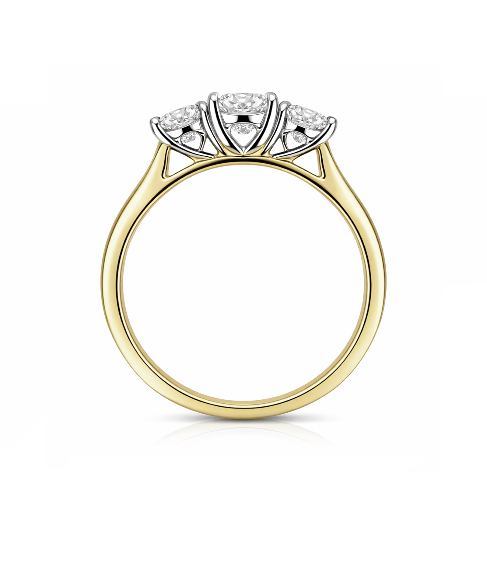 0.80ct Emerald Cut Diamond Trilogy Engagement Ring - Side