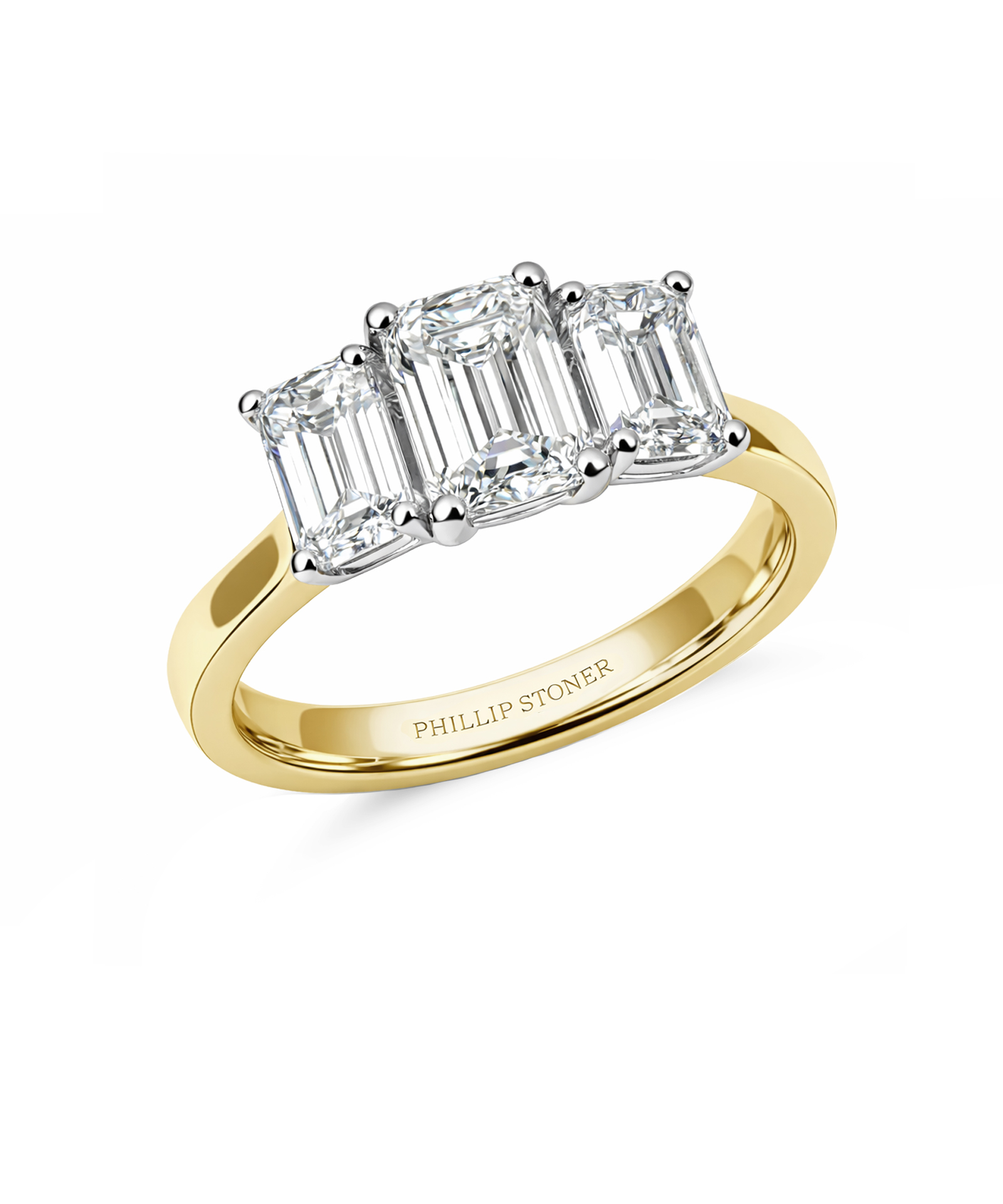 0.80ct Emerald Cut Diamond Trilogy Engagement Ring