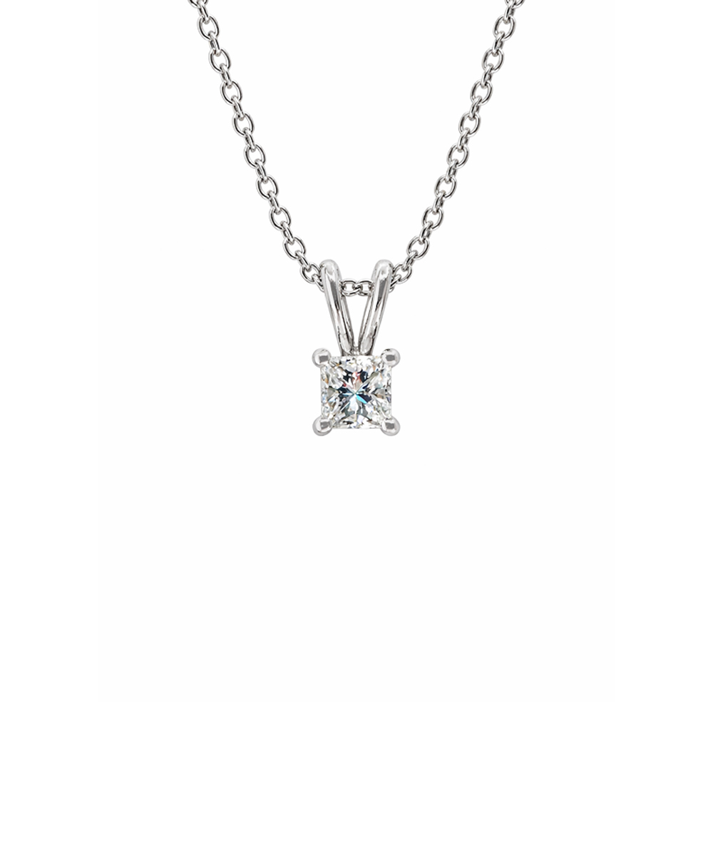 18ct White Gold 0.25ct Princess Cut Diamond Split Bale Pendant