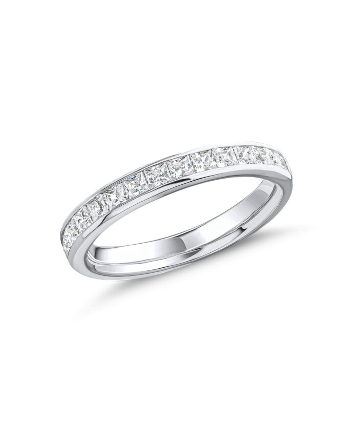 Lab Grown Princess Cut Diamond Channel Set Eternity Band