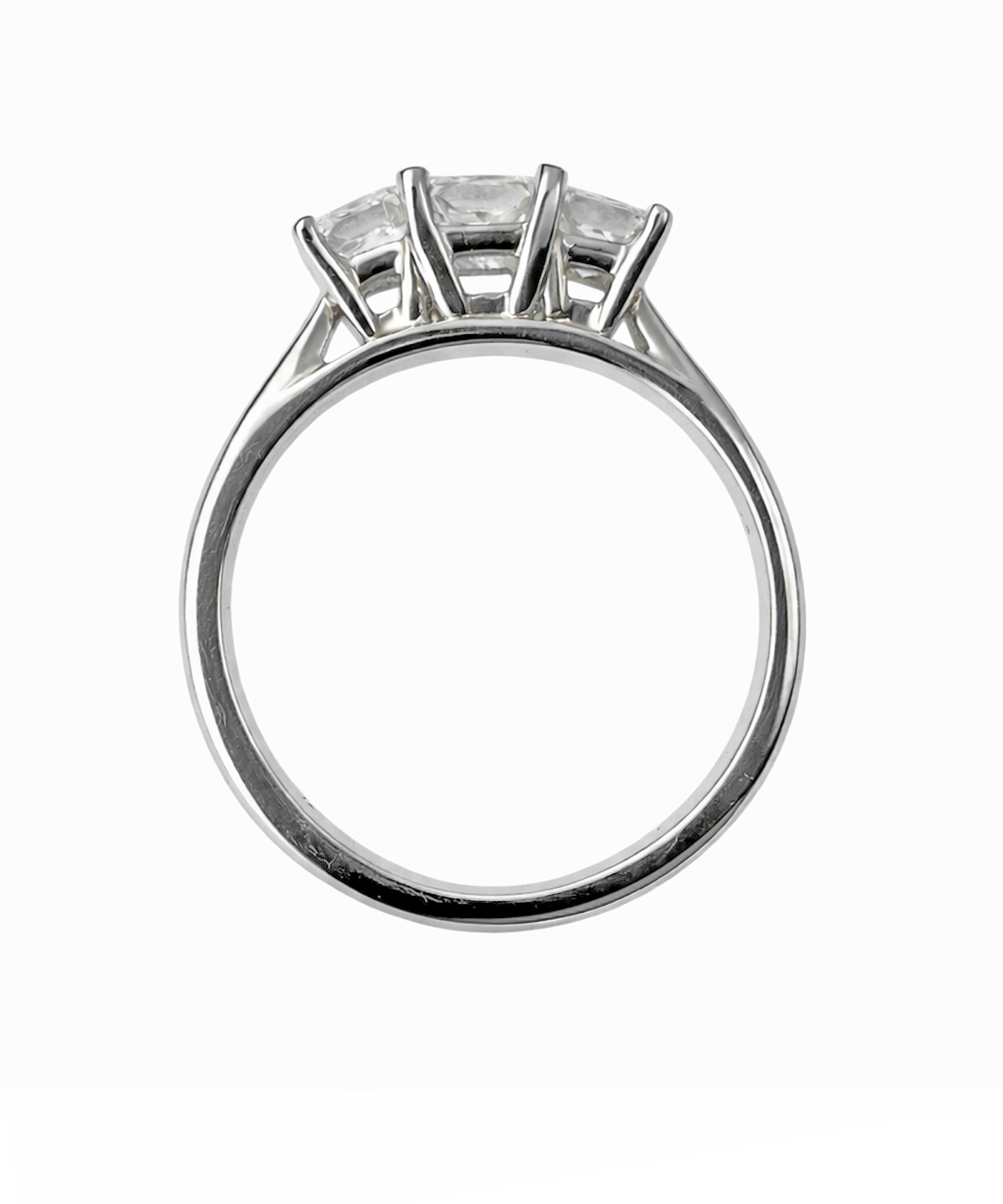 Pre-owned Platinum Princess Cut Diamond Trilogy Ring - Side