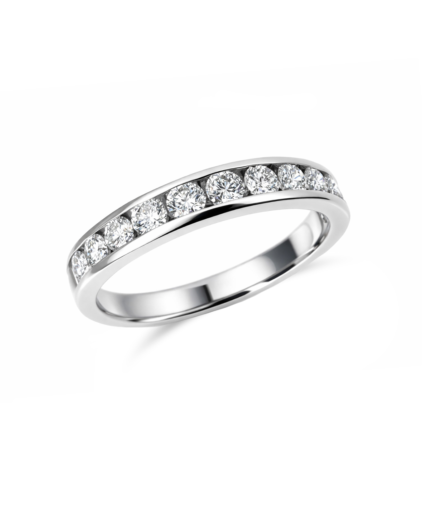 Pre-owned Round Brilliant Cut Diamond Channel Set Eternity Band