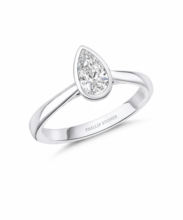 0.60ct Pear Cut Diamond Rubover Engagement Ring - Phillip Stoner The Jeweller