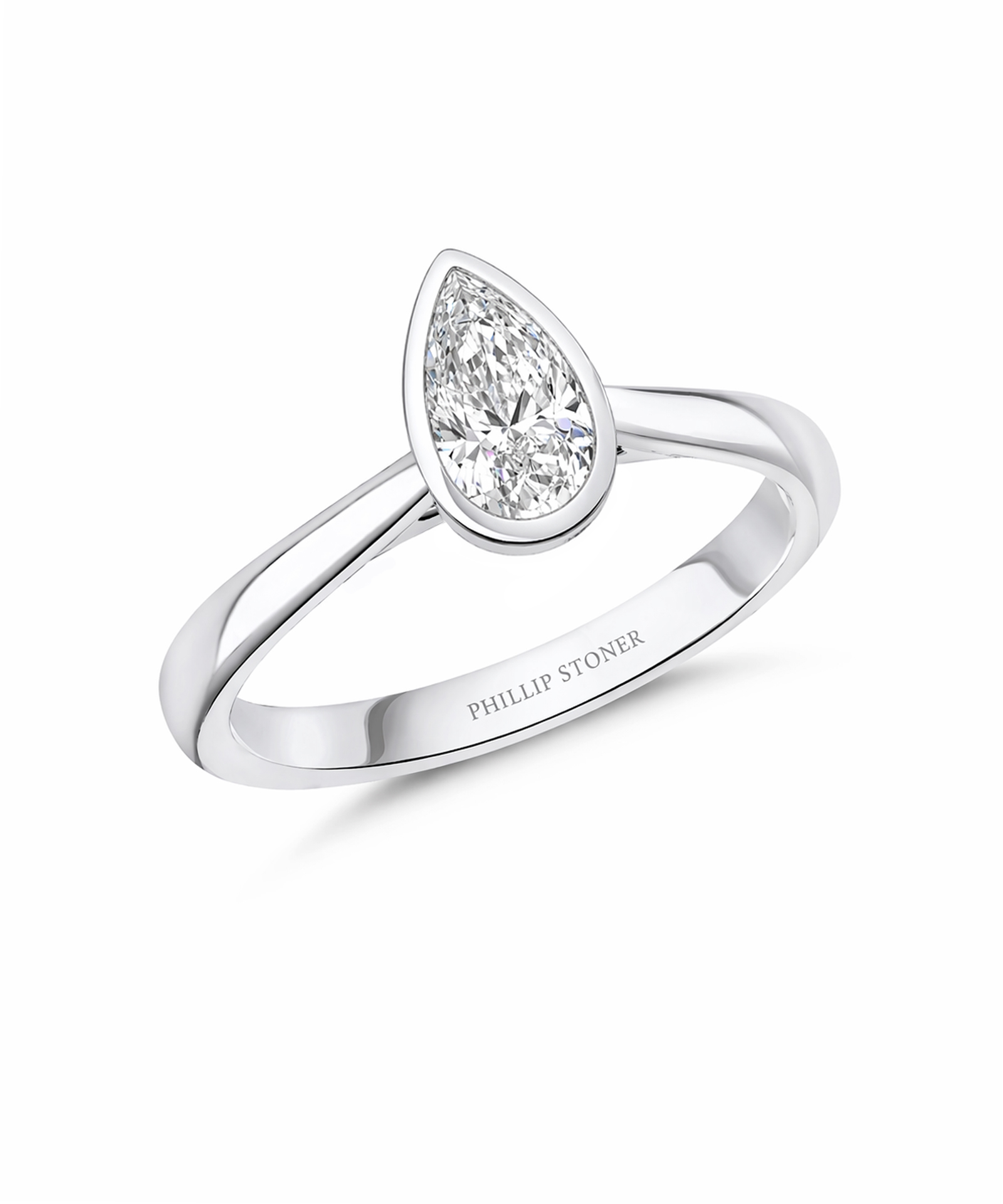 0.60ct Pear Cut Diamond Rubover Engagement Ring - Phillip Stoner The Jeweller