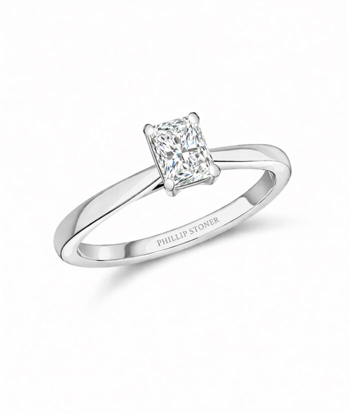 0.60ct Radiant Cut Diamond Solitaire Ring - Platinum