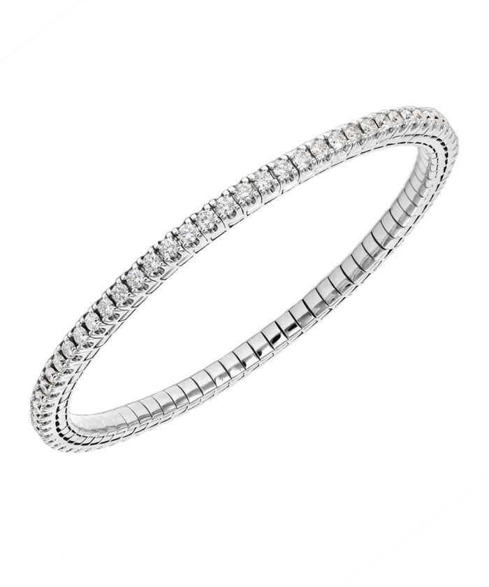 18ct White Gold 3.00tcw Diamond Stretch Line Bangle