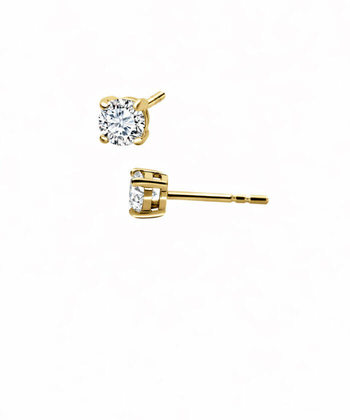 18ct Yellow Gold Round Brilliant Cut Diamond Studs in Basket Settings