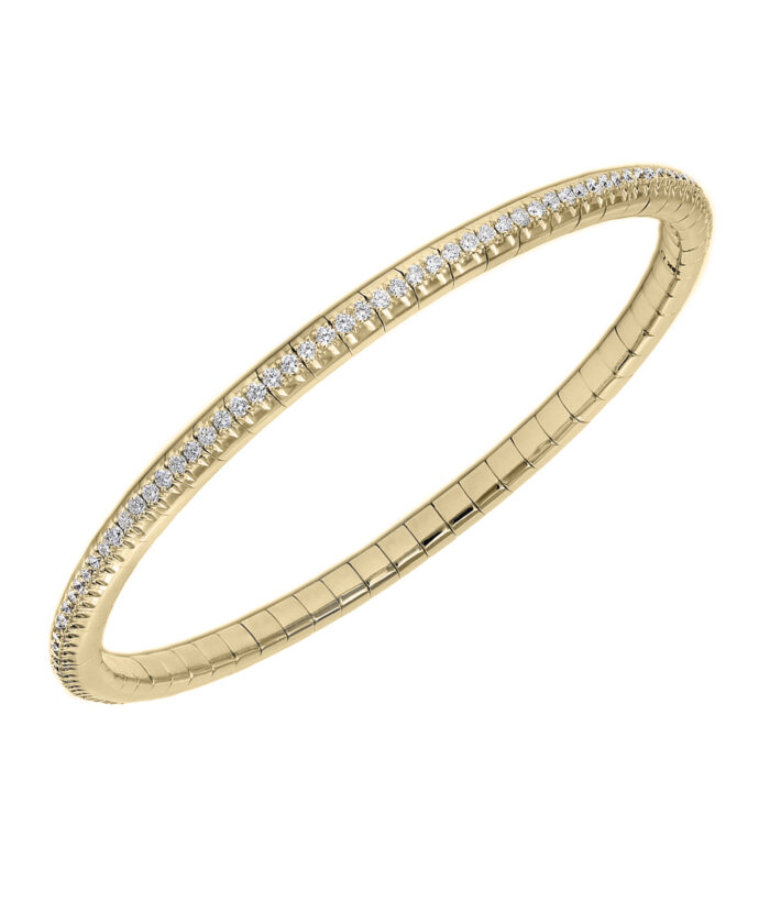18ct Yellow Gold Slim Diamond Flexible Line Bangle