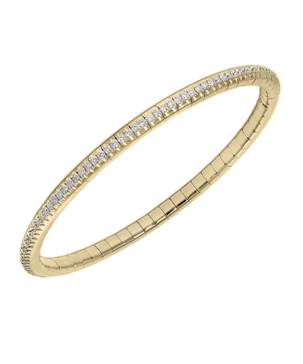 18ct Yellow Gold Slim Diamond Flexible Line Bangle