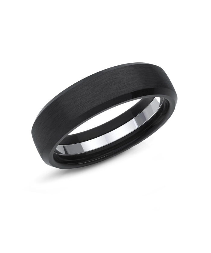 6mm Zirconium Black Gents Bsnd with Bevelled Edge
