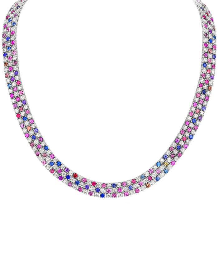 Madagascan Untreated Sapphire & Diamond Collar, Phillip Stoner The Jeweller