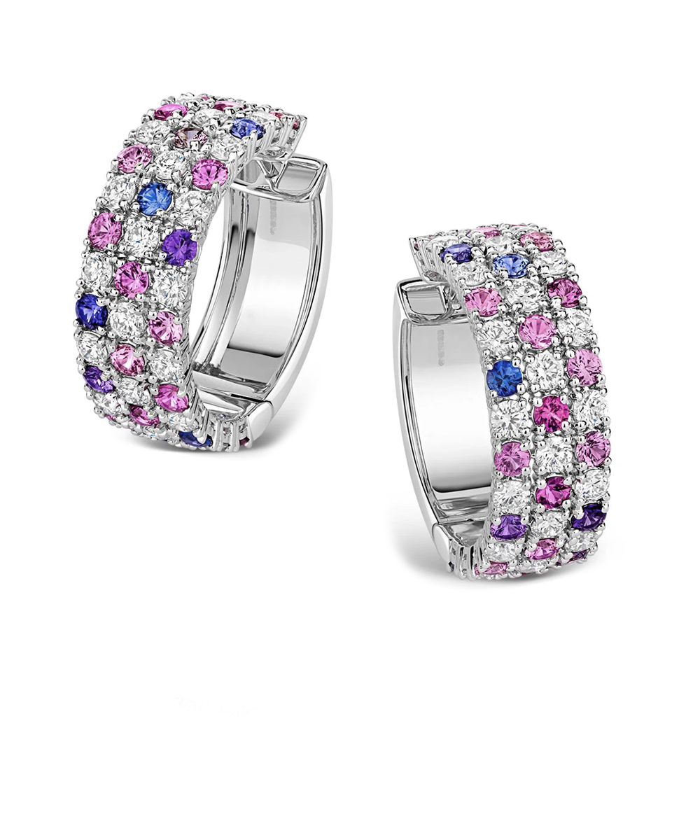 Madagascan Untreated Sapphire & Diamond Hoop Earrings, Phillip Stoner The Jeweller